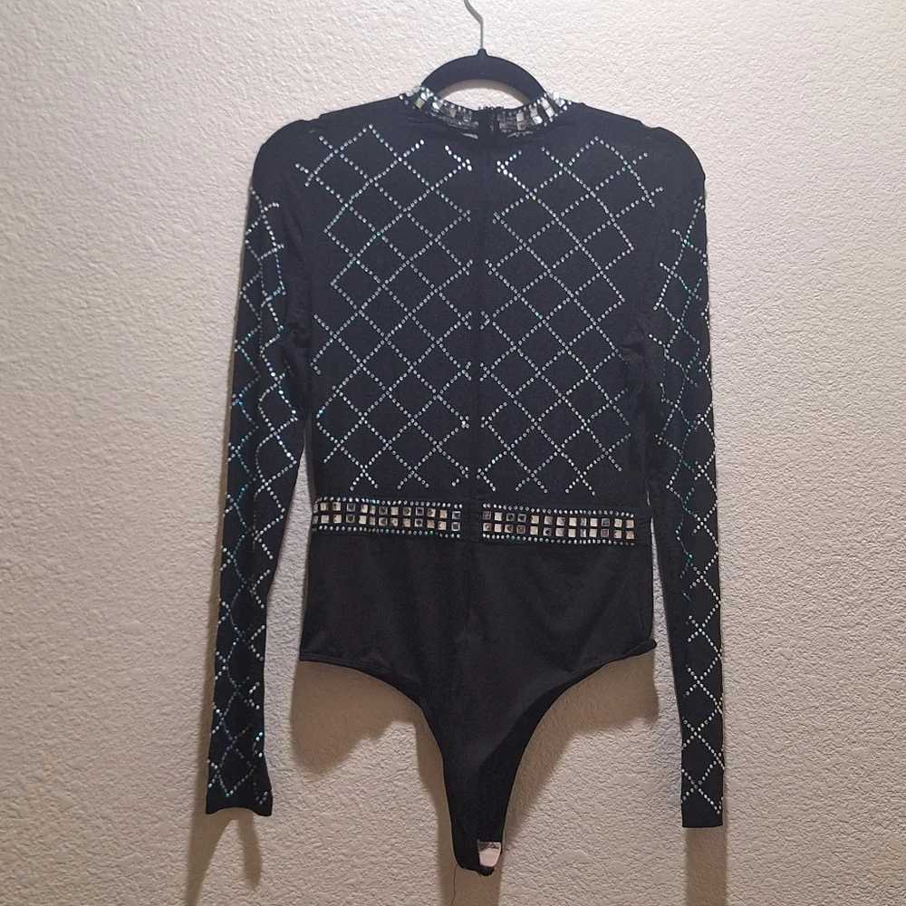 Black Embellished Bodysuit - Picture 2 of 4